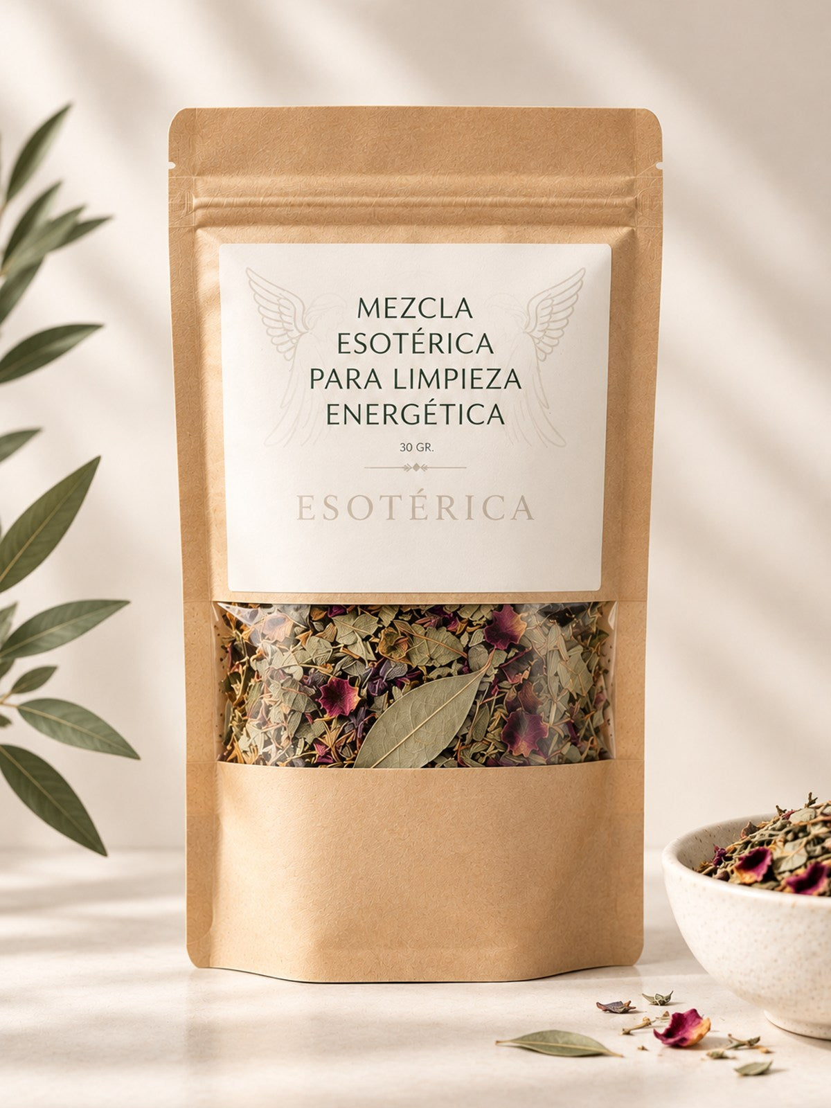 Bolsa kraft de Mezcla Esotérica para limpieza energética con hierbas y flores secas