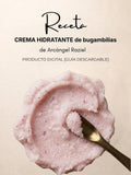 Portada de la receta digital de Crema hidratante de bugambilias: crema rosada sobre una cuchara