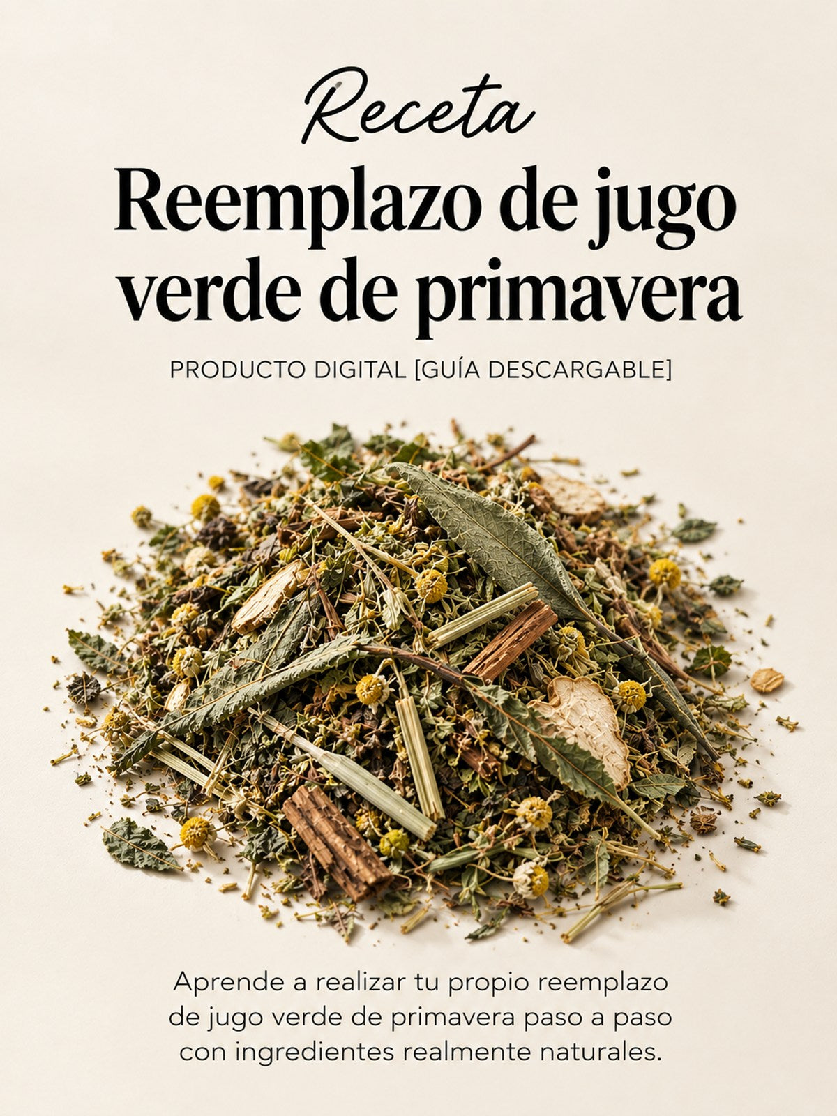 Portada de la receta digital de Reemplazo de jugo verde de primavera: mezcla de hierbas secas y semillas